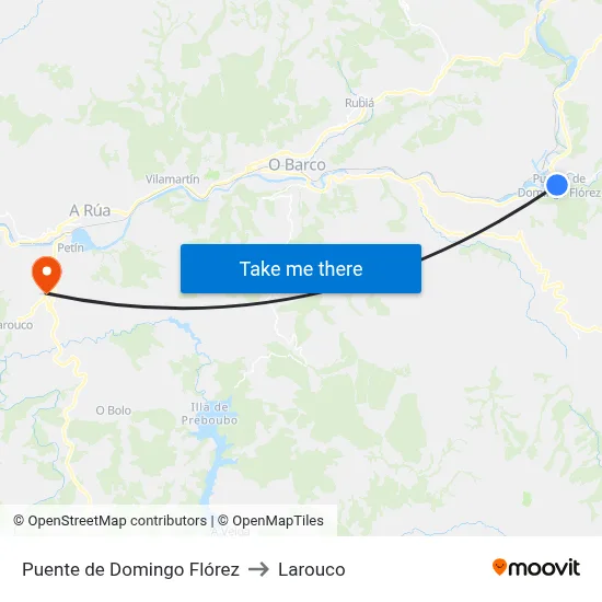 Puente de Domingo Flórez to Larouco map