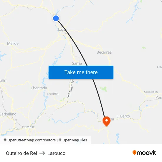 Outeiro de Rei to Larouco map