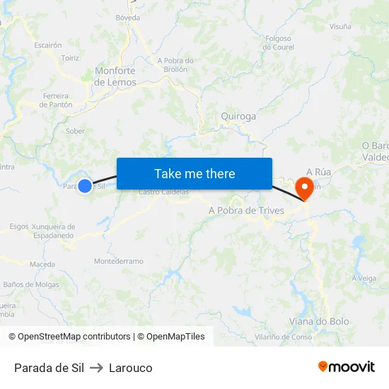 Parada de Sil to Larouco map