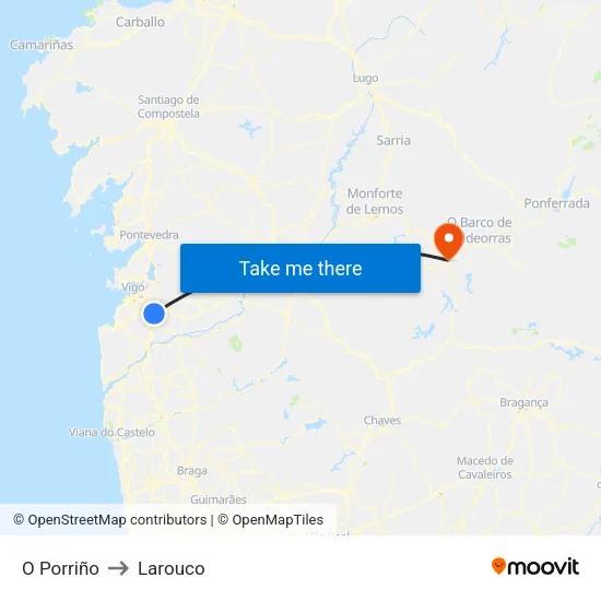 O Porriño to Larouco map