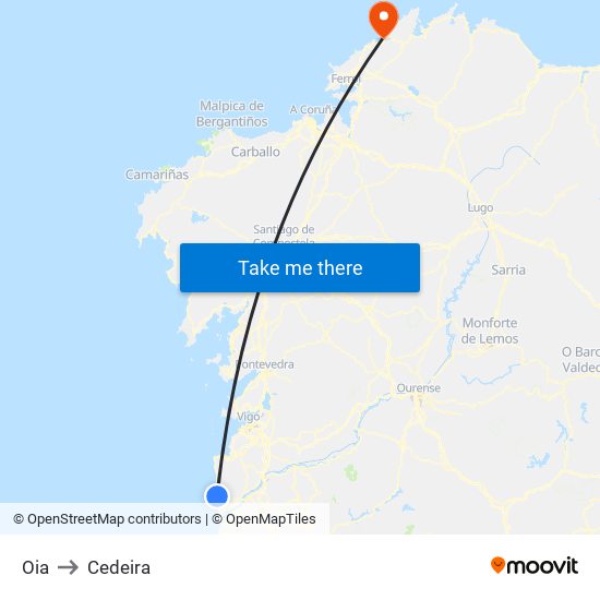 Oia to Cedeira map