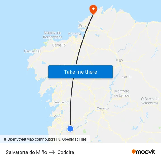Salvaterra de Miño to Cedeira map