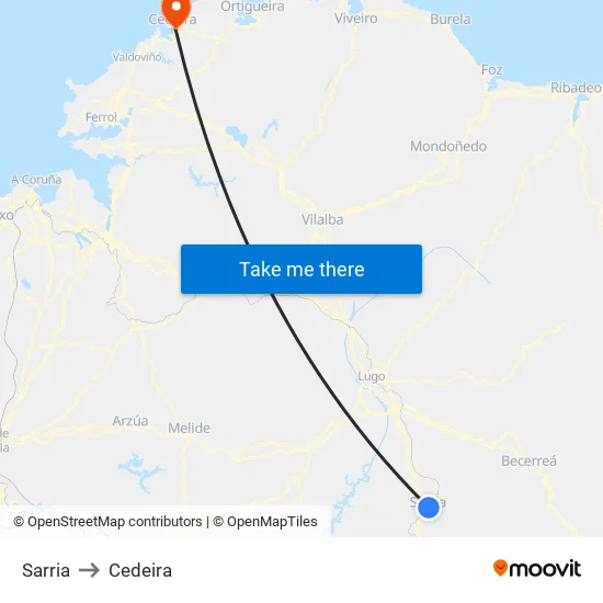Sarria to Cedeira map