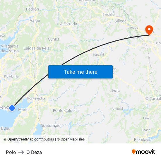 Poio to O Deza map