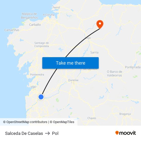 Salceda De Caselas to Pol map