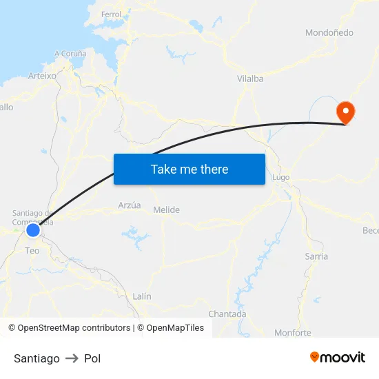 Santiago to Pol map