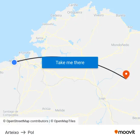 Arteixo to Pol map
