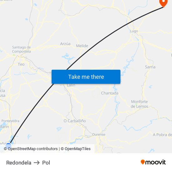 Redondela to Pol map