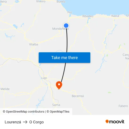 Lourenzá to O Corgo map