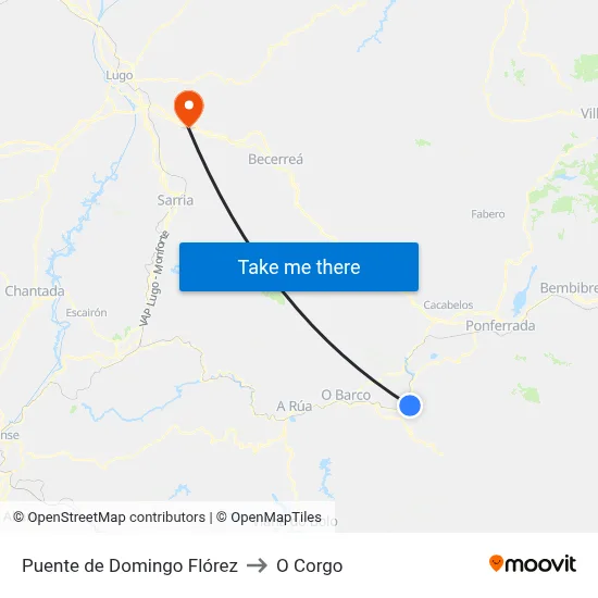 Puente de Domingo Flórez to O Corgo map