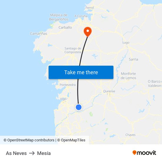 As Neves to Mesía map