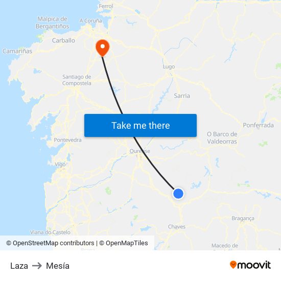 Laza to Mesía map