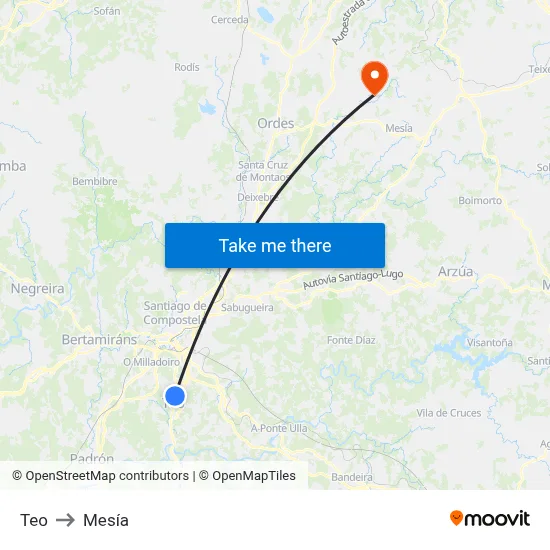 Teo to Mesía map