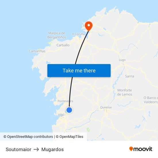 Soutomaior to Mugardos map