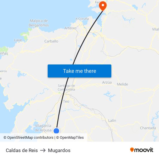 Caldas de Reis to Mugardos map