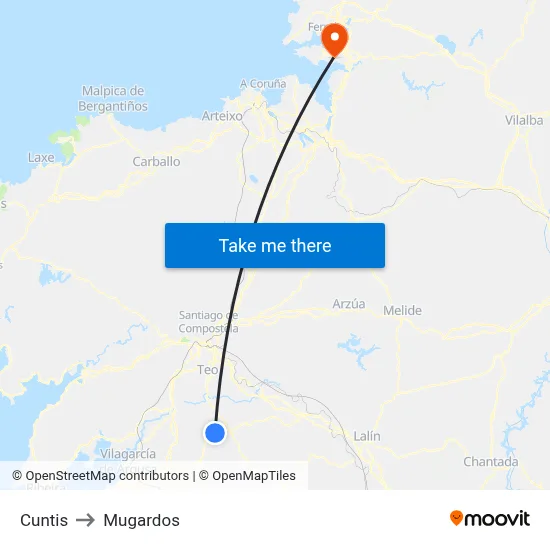 Cuntis to Mugardos map