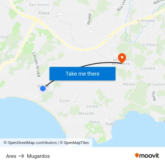 Ares to Mugardos map