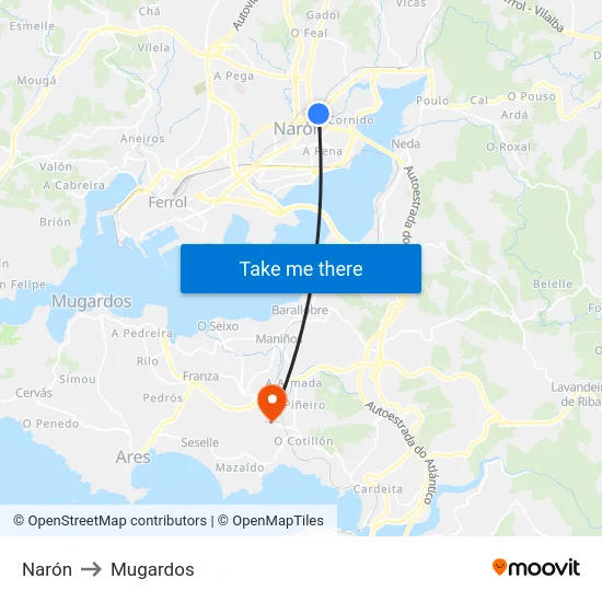 Narón to Mugardos map