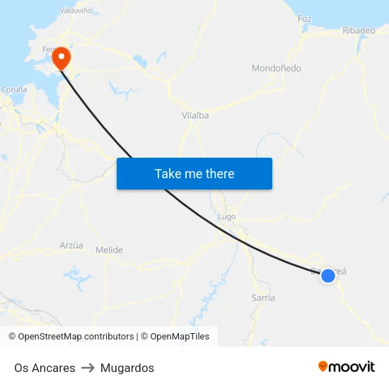 Os Ancares to Mugardos map