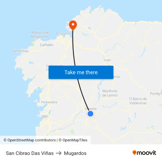 San Cibrao Das Viñas to Mugardos map