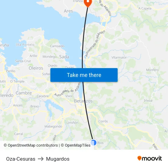 Oza-Cesuras to Mugardos map