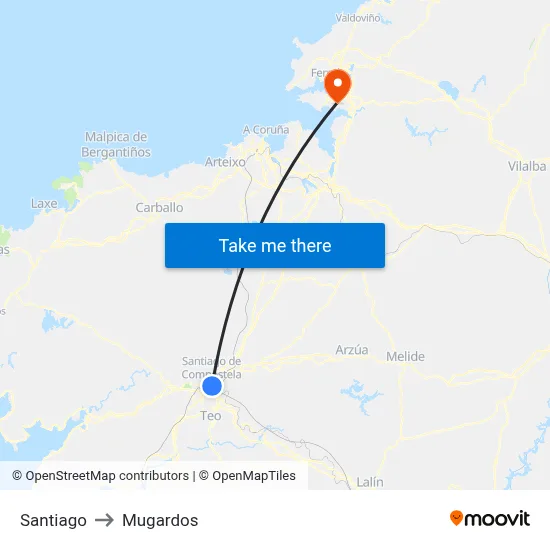Santiago to Mugardos map
