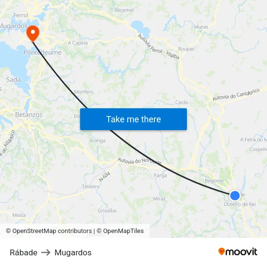 Rábade to Mugardos map