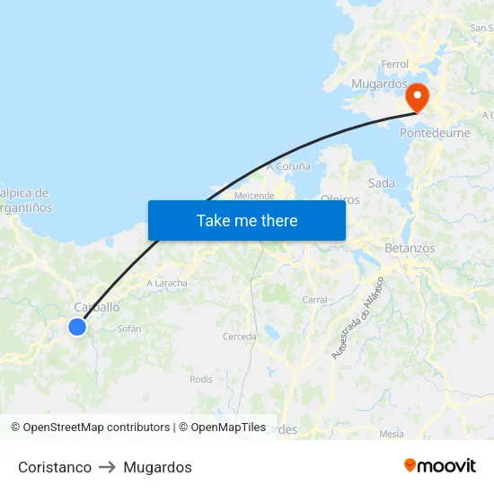 Coristanco to Mugardos map