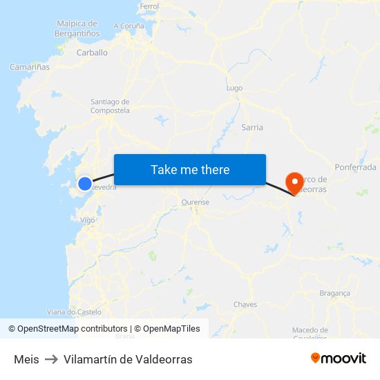 Meis to Vilamartín de Valdeorras map