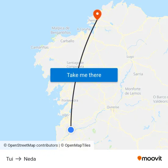 Tui to Neda map
