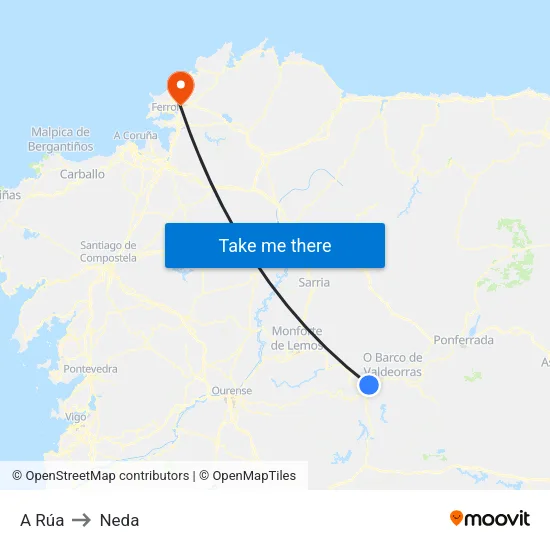 A Rúa to Neda map