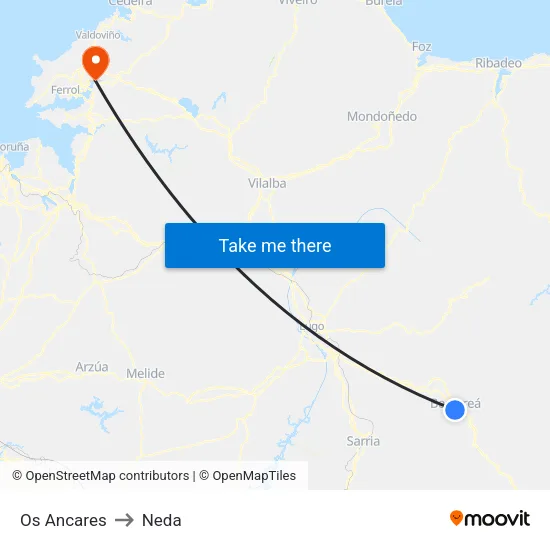 Os Ancares to Neda map
