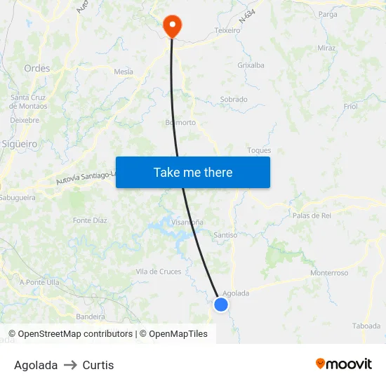 Agolada to Curtis map