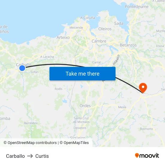 Carballo to Curtis map