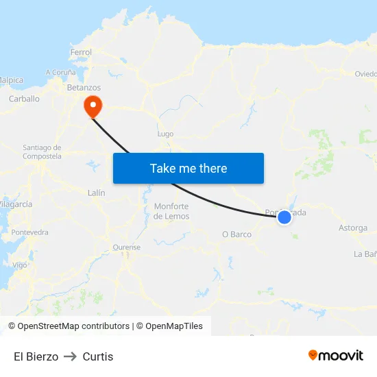 El Bierzo to Curtis map
