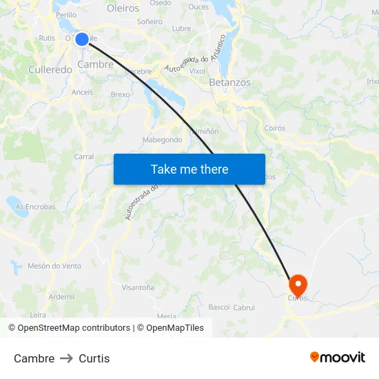 Cambre to Curtis map