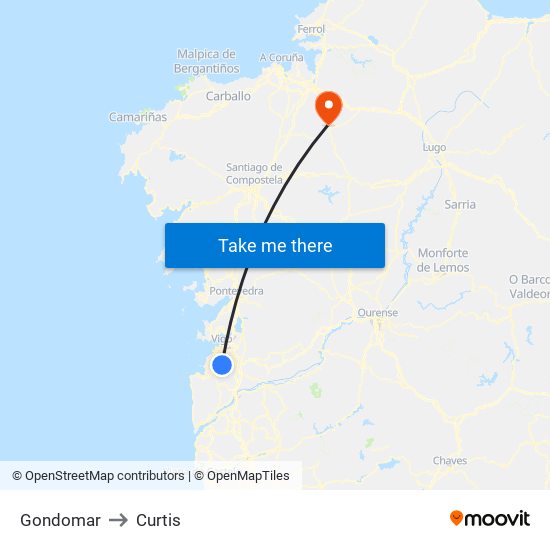 Gondomar to Curtis map