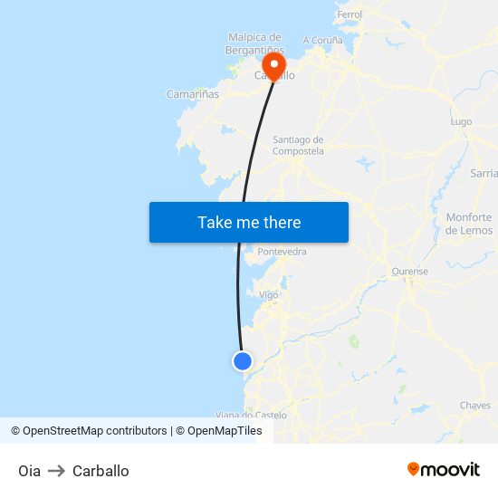 Oia to Carballo map
