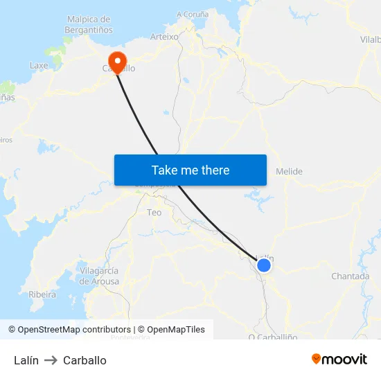 Lalín to Carballo map