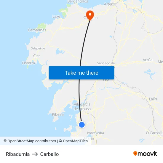 Ribadumia to Carballo map