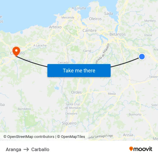 Aranga to Carballo map