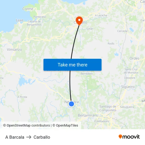 A Barcala to Carballo map