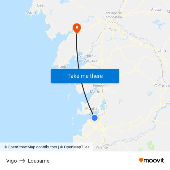 Vigo to Lousame map