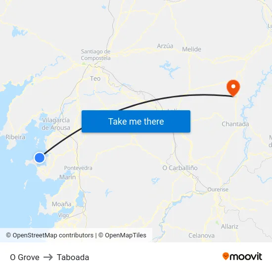 O Grove to Taboada map