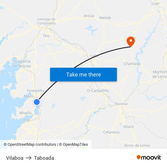 Vilaboa to Taboada map