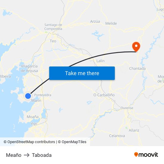 Meaño to Taboada map