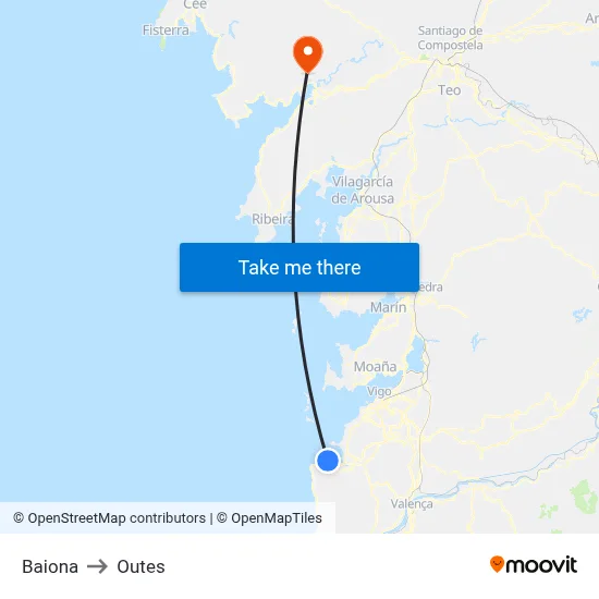 Baiona to Outes map