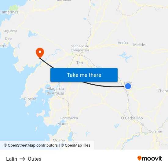 Lalín to Outes map