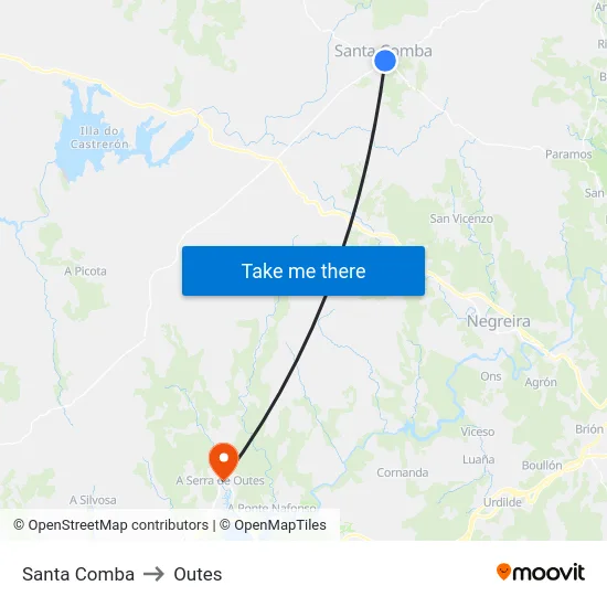 Santa Comba to Outes map