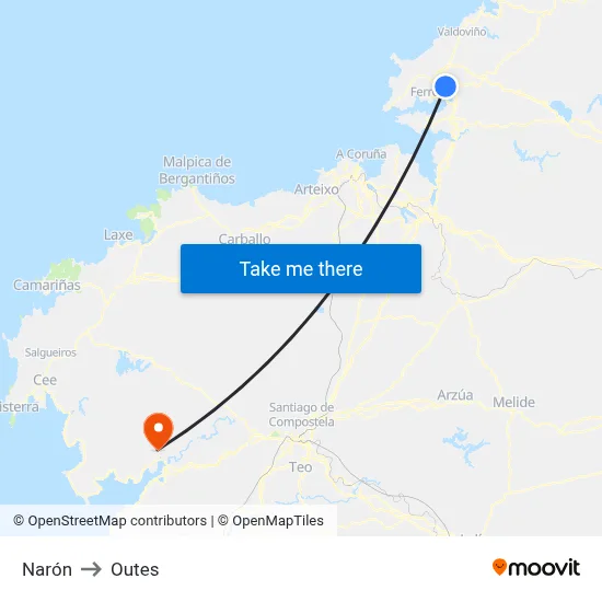 Narón to Outes map